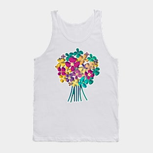 Childish Folk art flowers bouquet in yellow, green and pink Tank Top